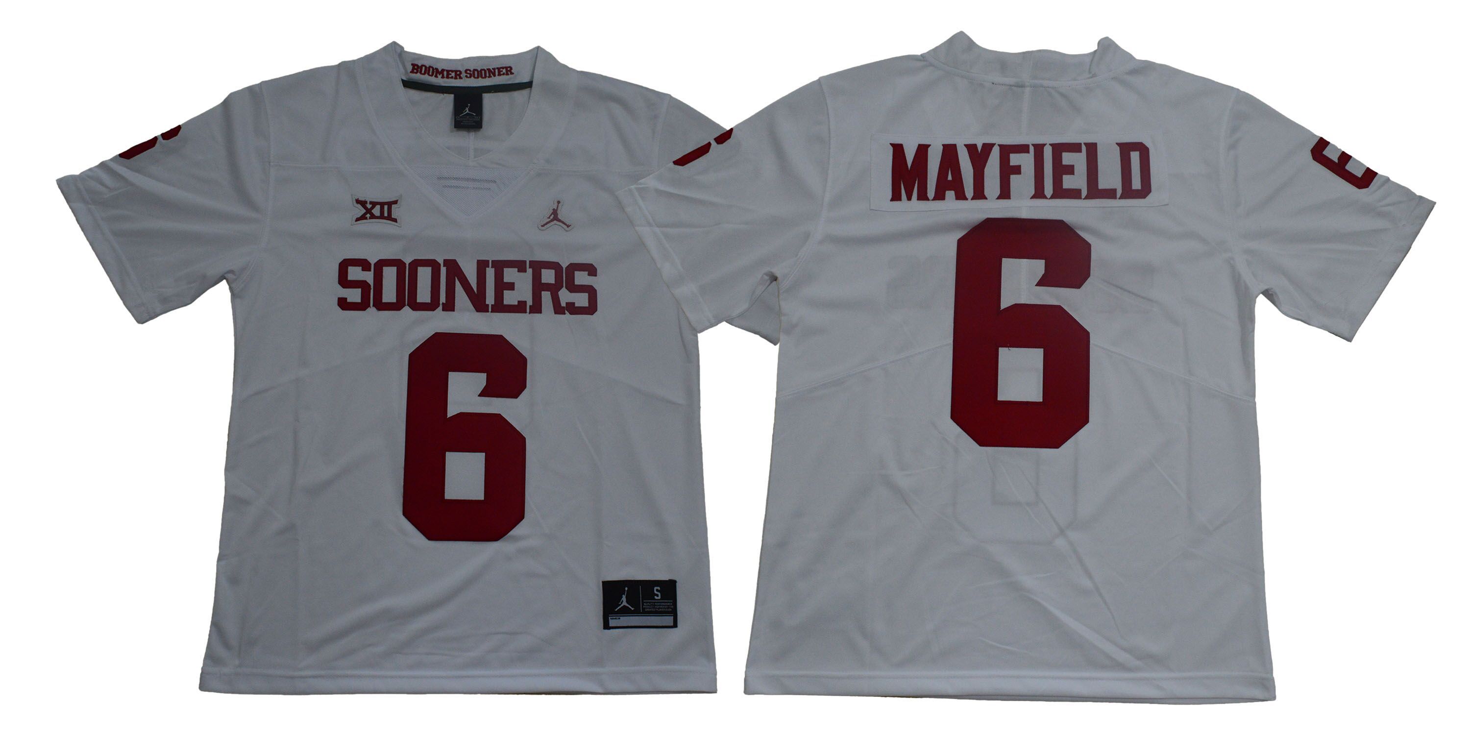 Men Oklahoma Sooners 6 Mayfield White NCAA Jerseys